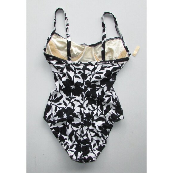 BODY ID Black Floral 1 Piece Swimsuit - Sz 8 - NEW - Picture 6 of 9